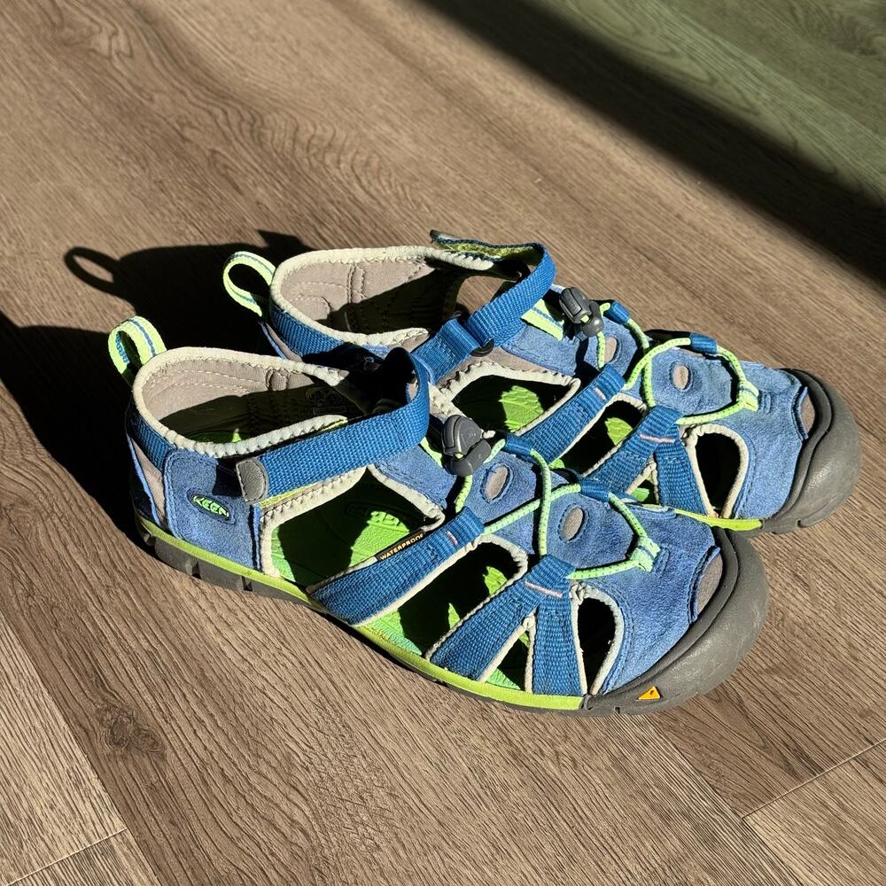 KEEN Newport H2 Womens Waterproof Hiking Sandals Blue Lime Closed Toe US 5 EU 37